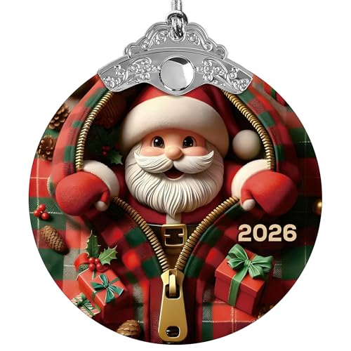Devory 4-inch Acrylic Santa Claus Christmas Tree Ornament - Festive Holiday Decor, Shatterproof & Ready to Gift - Santa Onm Variation