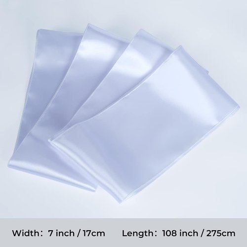 Babenest Satin Chair Sashes - Upgraded 50 Pcs Chair Ribbons & Bows for Weddings, Parties & Events | White