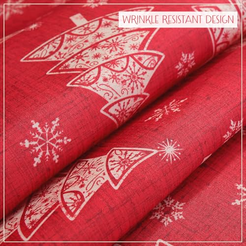 Christmas Tree & Snowflake Tablecloth - Spill-Proof, Stain-Resistant Rectangular 60x102 Inch - Holiday Party Decor