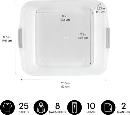 IRIS USA 33 Qt Under Bed Storage Organizer Bins - Durable Clear Containers with Secure Lids | 3 Pack