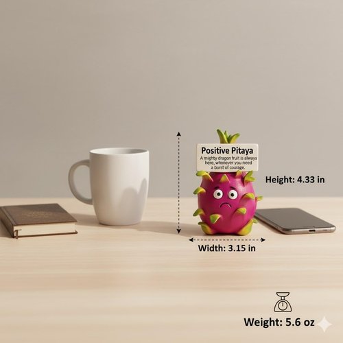 iStatue Positive Pitaya Figurine - Courage & Strength Dragon Fruit Desk Decor | 4.3'' Unique Resin Gift