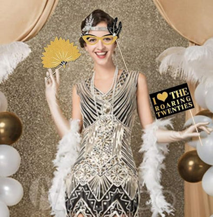 1920s Gatsby Photo Booth Props Set for Roaring 20s Party Decorations