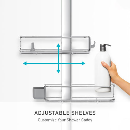 simplehuman Adjustable Shower Caddy XL - Durable Stainless Steel & Anodized Aluminum Design