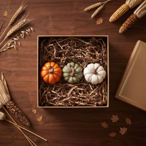 Fall Pumpkin Decor Set - Faux Ceramic Figurines in Color-11, 3 Piece