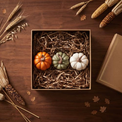 Fall Pumpkin Decor Set - Faux Ceramic Figurines in Color-11, 3 Piece