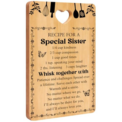 Personalized Sister Gift Cutting Board from Bamboo - Birthday & Holiday Gift from Sister - 13x8 Inches - Variation: Sister