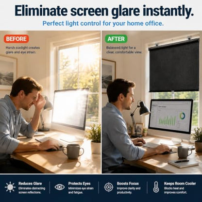 Blackout Window Shades 21W x 42H No Drill Retractable Roller Blinds with Suction Cups
