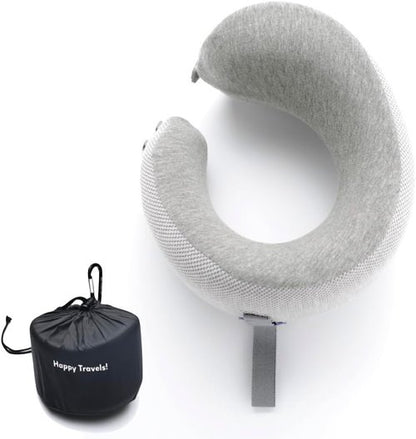 C CUSHION LAB Travel Pillow - Award-Winning Ergonomic Memory Foam for Neck & Chin Support | Compact Gray Design