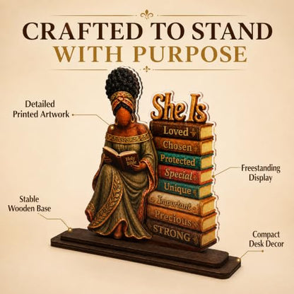 African American Christian Desk Plaque for Women - She Is 1 Variation