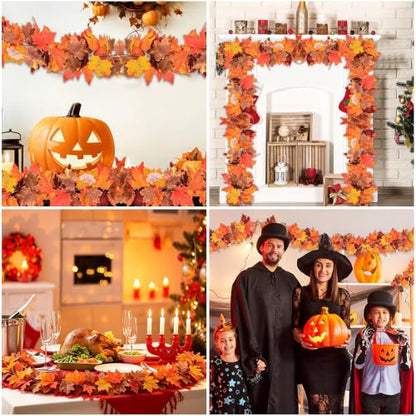 Brown Fall Maple Leaf Garland 11.8FT 2-Pack Autumn Foliage Decor