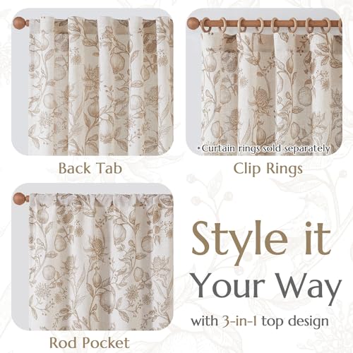 jinchan Linen Toile Curtains 84 Inches Long for Living Room Toile de Jouy Printed Farmhouse French Country Curtains Grommet Top Light Filtering Window Drapes for Bedroom 2 Panels Grey on Beige