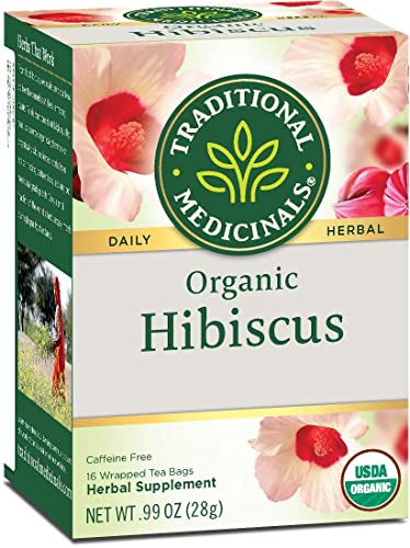 Traditional Medicinals Organic Hibiscus Herbal Tea, Supports Heart Health, (Pack of 3) - 48 Tea Bags Total