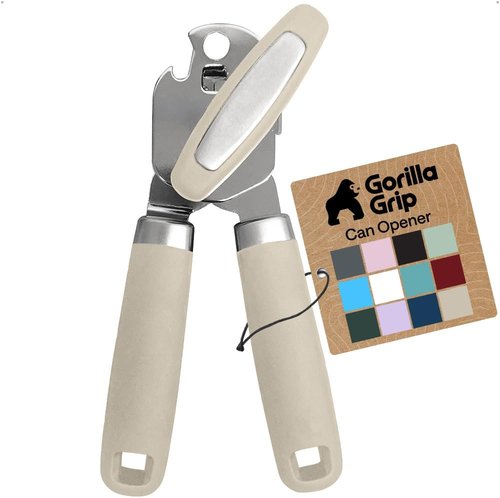 GORILLA GRIP Heavy Duty Can Opener - Smooth Edge Design with Comfortable Handle | Oversized Knob, Almond