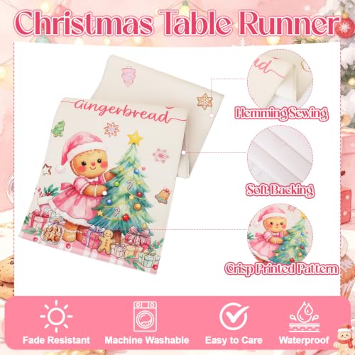 Gingerbread Man and Christmas Tree Table Runner Set - 2 Pack Holiday Decor