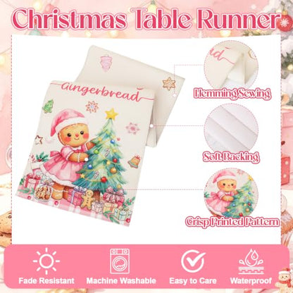 Gingerbread Man and Christmas Tree Table Runner Set - 2 Pack Holiday Decor