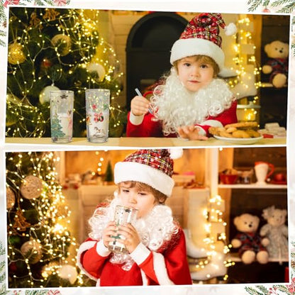 Wonderland Christmas Highball Glasses Set - 15oz Holiday Drinkware with Gold Rim
