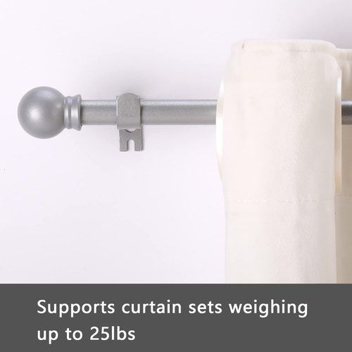 GXOACKJ Silver Curtain Rods - Heavy Duty 5/8 Inch Metal Set for Windows 48 to 84 Inches | 2 Pack with Brackets