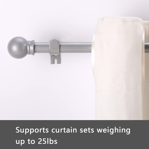 GXOACKJ 2 Pack Silver Curtain Rods for windows 32 to 48 inch, 5/8 inch Splicing Heavy Duty Metal Curtain Rod Set with Brackets