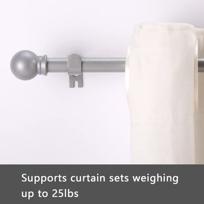 GXOACKJ 2 Pack Silver Curtain Rods for windows 32 to 48 inch, 5/8 inch Splicing Heavy Duty Metal Curtain Rod Set with Brackets