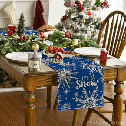 Snowflakes Winter Table Runner 13x120 Inch Blue Home Decor for Parties