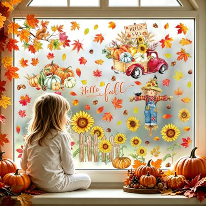 91PCS Fall Window Stickers for Glass Windows - Fall-C