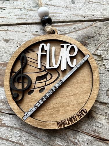 Wooden Flute Ornament for Christmas Tree - Marching Band Gift, Band Director Decor