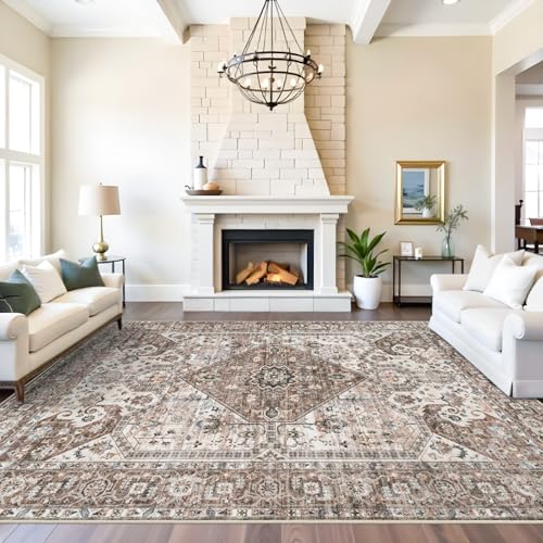 3x10 Washable Hallway Runner Rugs: Vintage Stain Resistant Rug for Kitchen Floral Living Room Bedroom Carpet with Non-Slip Backing Soft Low Pile Farmhouse Floor Mats for Entrance Laundry (3x10,Blue)