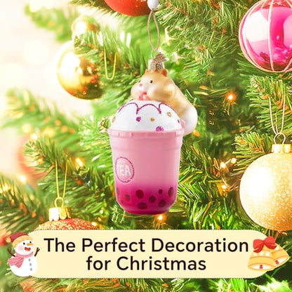 Glass Hamster Christmas Ornament - Hand-Painted Holiday Tree Decor