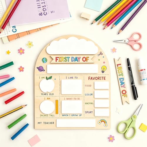 First & Last Day of School Sign with Stand & Erasable Marker Set