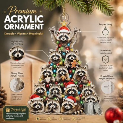 Raccoon Christmas Ornament Tree Decoration - Festive Holiday Keepsake - RUSATEN
