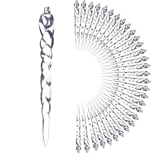 Crystal Acrylic Icicle Drop Christmas Ornaments - 30 Pack Holiday Tree Decorations