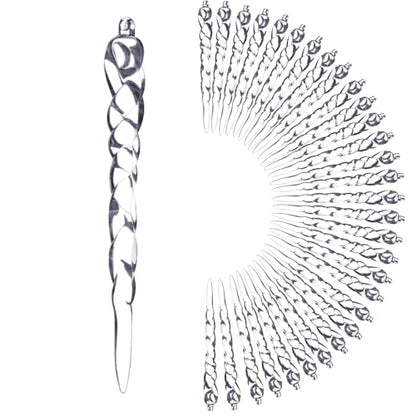 Crystal Acrylic Icicle Drop Christmas Ornaments - 30 Pack Holiday Tree Decorations