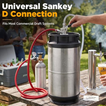 Stainless Steel 1/6 Barrel Sankey D System Keg for Homebrew & Commercial Use