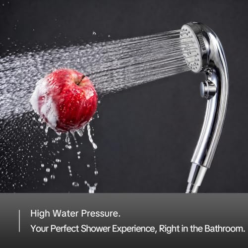 Handheld Shower Head with 5 Modes, Chrome, 60-Inch Stainless Steel Hose & Holder