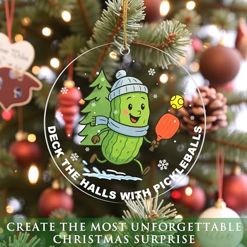 Pickleball Christmas Ornament - Funny Holiday Decor for Christmas Tree - Deck The Halls with Pickleballs - Gift for Pickleball Lovers