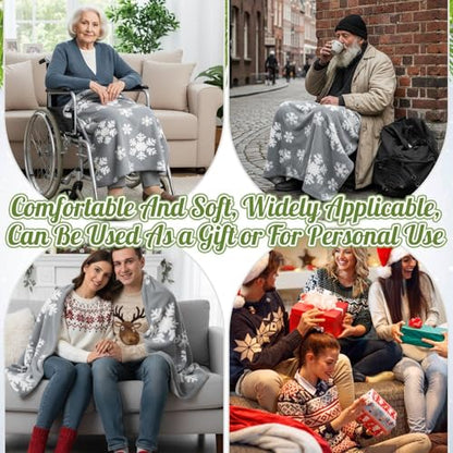 24 Pack Christmas Snowflake Throw Blankets - Gray, 50x60 Inches