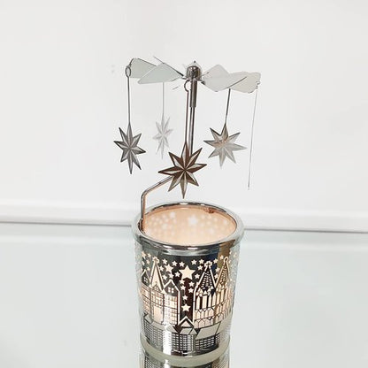 Kingnero Candle Holder - Spinning Tea Light Carousel with North Star Design for Elegant Home Decor