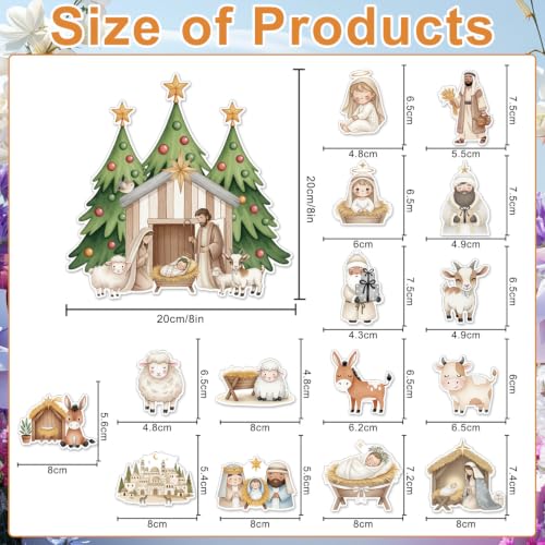 Wxiben Christmas Nativity Scene Refrigerator Magnets Set - 16 Peaceful Holiday Decor