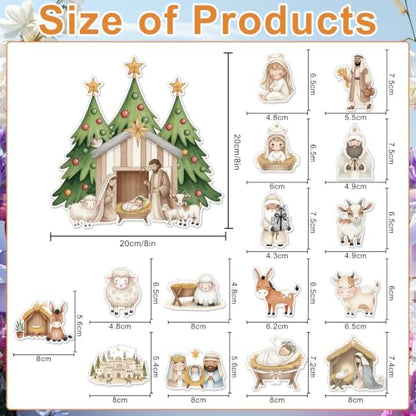 Wxiben Christmas Nativity Scene Refrigerator Magnets Set - 16 Peaceful Holiday Decor