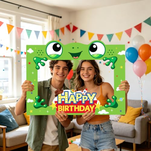 25pcs Birthday Party Photo Booth Props Kit with Frame and Accessories