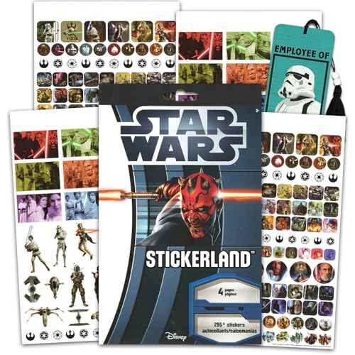 Star Wars Stickers - 4 Sheets, 295+ Classic Star Wars Trilogy Decorative Reward Stickers Plus Bookmark Featuring Darth Maul, Darth Vader, Yoda, More