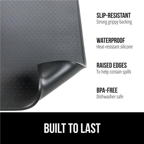 Gorilla Grip Can Opener & Silicone Coffee Mat Bundle - Black | Includes Bottle Opener, 11.5x18.5 Size