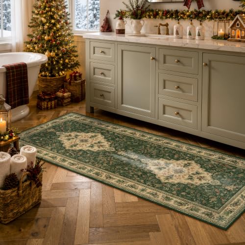 Lahome Christmas Runner Rug 2x6 Feet Green Holiday Entryway Bathroom - Variation of THIS listing