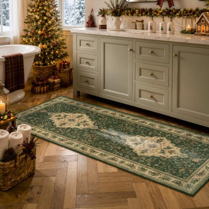 Lahome Christmas Runner Rug 2x6 Feet Green Holiday Entryway Bathroom - Variation of THIS listing