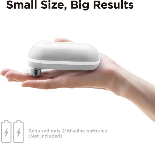 Kitchen Mama Mini Electric Can Opener - Smooth Edge, One-Press Operation, Portable & Safe for Seniors (White)