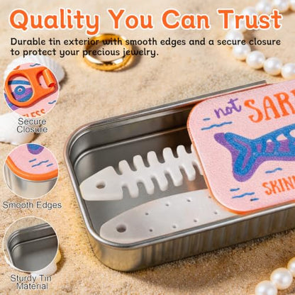 Sardines Jewelry Box Organizer with Fish-Shaped Holders for Rings and Necklaces