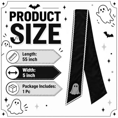 Halloween Ghost Wreath Sash for Front Door - Boo Design, 55 Inch