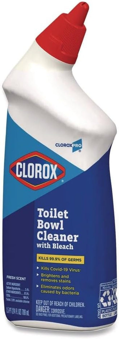 Clorox Toilet Bowl Cleaner - Fresh Scent with Bleach | 24oz Bottle for Powerful Cleaning