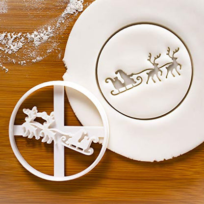 Santa Claus and Reindeer Cookie Cutter - 3" Kitchen Bakeware