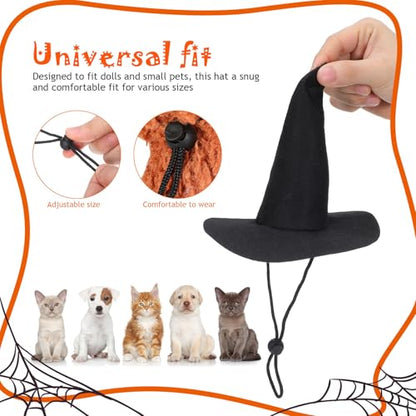 Mini Witch Hats 2-Pack - Black 6.3 Inch Pet & Decor Halloween Accessories